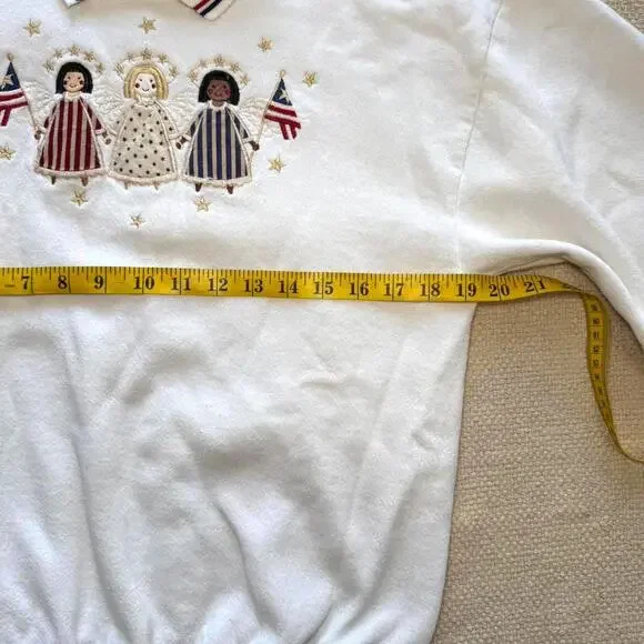 Vintage 90s Patriotic Angel Sweatshirt – M - Picture 5 of 7